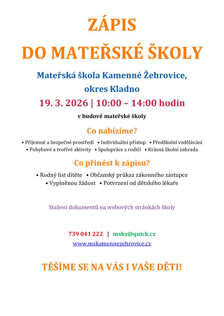 Zápis do&nbsp;MŠ 2026